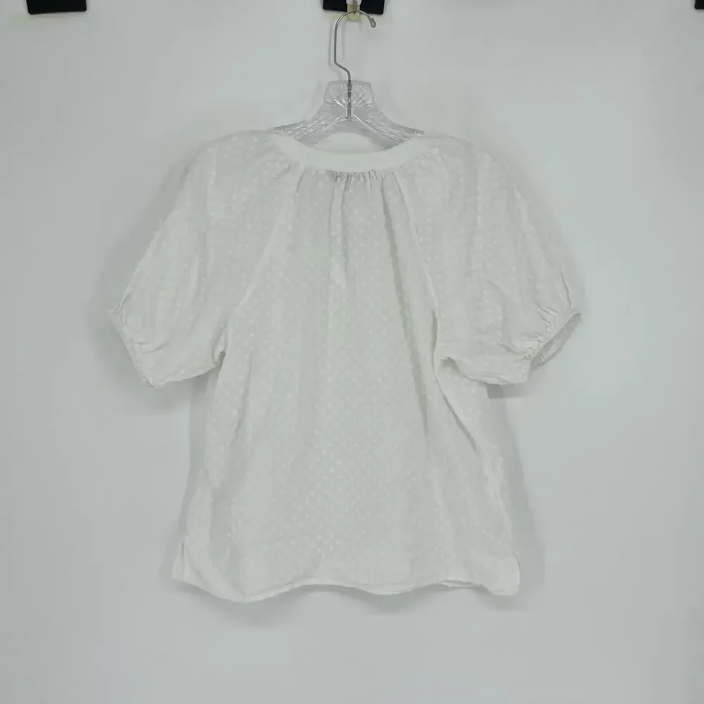 Loft Puff Sleeve Swiss Dot Top Size Small